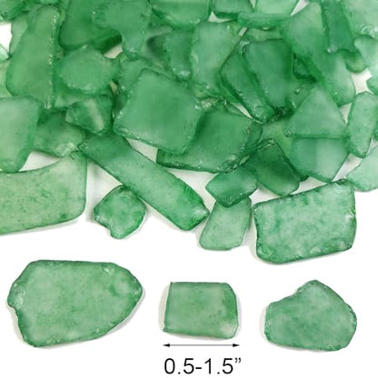 15 OZ Frosted Dark Green Sea Glass Bulk Tumbled Seaglass Pieces for DIY Crafts, Beach Theme Party Nautical Wedding Decorations, Aquarium Vase Fillers, Mosaic Art, Coastal Home Decor,0.5-1.5 inch