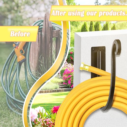 Hose Holder Wall Mount （Metal/8-Inch） Heavy-Duty Garden Hose Hanger Outdoor, Hand-Forged Hose Rack Mount - color: A-1PC