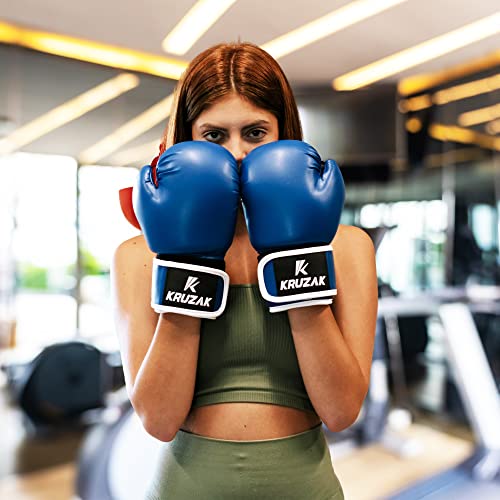 Kruzak Plain Boxing Gloves for Sparring, Kickboxing, Muay Thai, Martial Arts & MMA Fighting - Men & Women Punch Bag Mitts Training and Focus Pads Punching - color: Blue, size: 10 oz