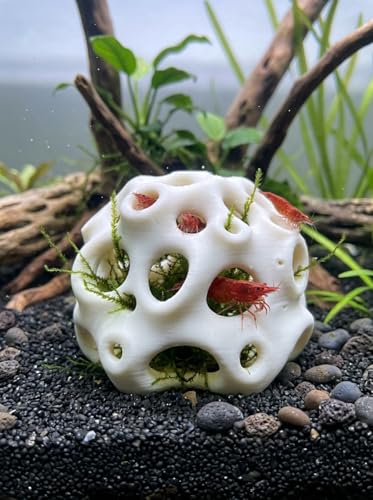 Aquarium Fish Shelter & Shrimp Cave 3D Printed Premium Breeding House for Fish Fry, Baby Shrimp Hideout, Moss & Plant Holder for Aquascaping, Non-Toxic Live Fish Tank Decoration Organizer