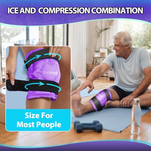 Reusable Cold Ice Packs for Injuries, 3-Piece Set Cold Gel Ice Wrap for Injury Recovery, Alleviate Joint and Muscle Pain (Knee Ice Wrap-Purple) - color: 3pcs-purple