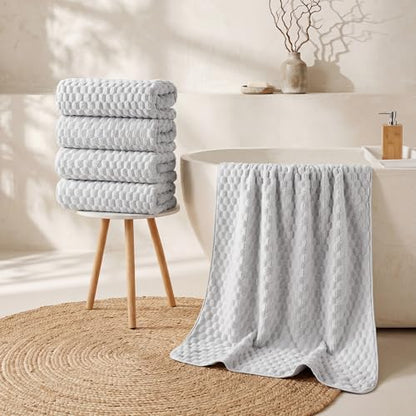 REDKISS 4 Pack Gray Bath Towels for Bathroom, Ultra Soft, 27"x55" - color: Gray, size: 27"x55" Bath Towels