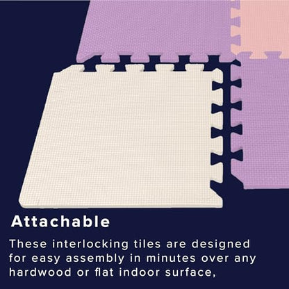 We Sell Mats Interlocking Foam Floor Tiles - 3/8" Thick Pink/Purple 18-Pack - color: Lilac Mix, size: 18 Square Feet (18 Tiles)