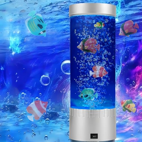 LEHAHA Bubble Fish Lamp with Color Changing Relaxing Mood Light with USB Fish Aquarium for Home Office Table Room Decor Gifts for Adults