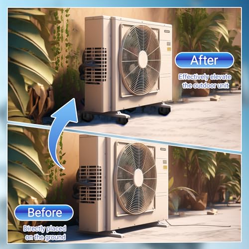 4 Pack Mini Split Floor Mount Base | Air Conditioner Base for 7,000–60,000 BTU | Anti-Vibration Mini Split Base, UV & Waterproof Condenser Support for Outdoor HVAC Units