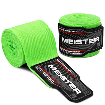 Meister Junior 108" Semi-Elastic Hand Wraps for MMA & Boxing (Pair) - color: Neon Green