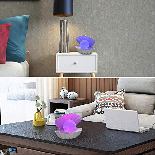 Shell Pearl Beach Themed Night Light, RGB 8 Colors Changing Mood Shell Pearl Lamps, Bedside LED Clamshell Portable Night Lights for Bar (White) - color: White