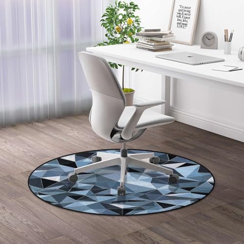 Abstract Washable Round Chair Mat for Rolling Chairs, Stripe of Triangles Geometry Decorative Multi-Purpose Floor Protector,Protect The Floor from Scratches, Black Grey Diameter 39.4 in - color: Abstract_2405, size: Diameter 39.4 in