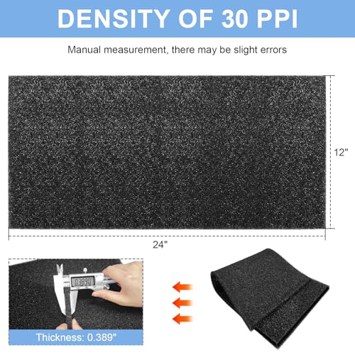 BF-2 Universal Filter Foam for UNI 12" x 24" x 3/8" - 30 PPI Air Filter Aquarium Sponge Filter Pad Bio Filter Media Foam Fit Air Conditioner, Purifier, Aquarium Perfect for Cutting and Washable
