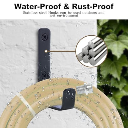 Heavy Duty Hooks, Stainless Steel Hooks for Hanging, Wall Mount Hook, Coat Hook, Wall Hooks Towel Hook Garage Holder Screw Hanger, Utility Hooks, 6 Pack (Black) - color: Black