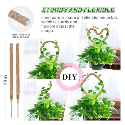 GUIDOT 2 Pack Moss Pole Monstera Plant Support with Repotting Mat, 28 Inch Plant Support Stakes, Plant Sticks Support Tall for Indoor Potted Climbing Plants, Pothos, Philodendron
