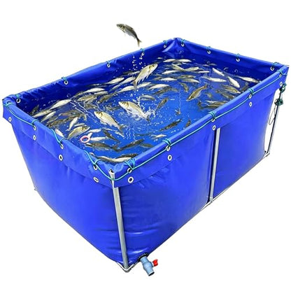 Water Storage Bag, Large Aquaculture Fish Pond, Above-Ground Canvas Fish Pond Reservoir 3×3×0.8m 3×3×1.2 m, for Fish & Shrimp Farming, Portable Swimming Pool(3x3x0.8m)