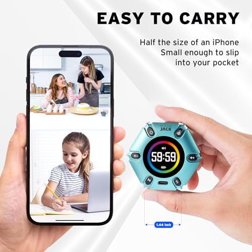 Smart FILP Pomodoro Timer 3/5/10/25/30/60min Preset, Silent & Sound Alarm | Productivity Cube timer, Visual Timer for Office, ADHD, Study, Work, Magnetic Timer with Flip Custom Countdown - Turquoise - color: Turquoise