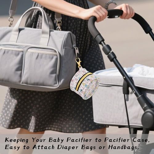 OTVEE Pacifier Case Cat Jar Aquarium Print Printed Waterproof Pacifier Holder Pouch with Metal Hook Clip Round Small Soother Storage Bag for Diaper Bag Stroller - color: Cat Jar Aquarium Print