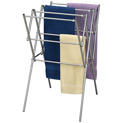 Household Essentials Clothes Drying Rack, Foldable, Expandable and Collapsible Laundry Drying Rack, Silver - color: Silver