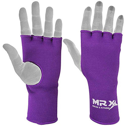 Muay Thai Boxing Inner Gloves Protective Hand Wrap MMA Fist (Purple, Medium) - color: Purple, size: Medium