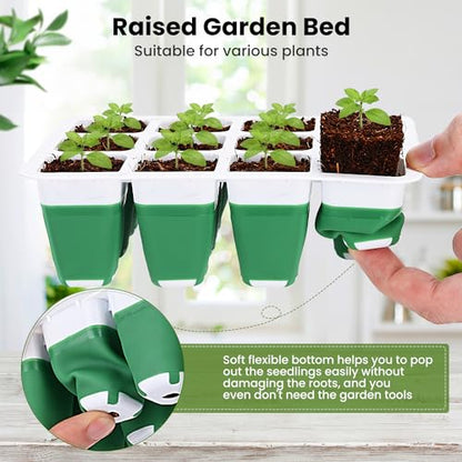 2 Packs Seed Starter Tray with Grow Lights, 72 Cells Silicone Seed Starter Kits with Humidity Dome, 3 Lights for Seed Starting, 4 Timing Set, 8 Full Spectrum Germination Kit for Plant Seeds