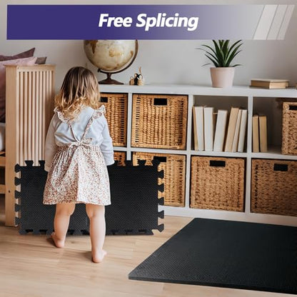 1/2 inch Thicked Gym Floor Mats (20 Sq Ft), 20 Tiles 12.6X12.6in High Density EVA Foam Gym Flooring for Home Gym, Weightlifting, Kids Play Area, Non-Slip, Free Splicing. - size: 20 Sq Ft(20 Tiles)