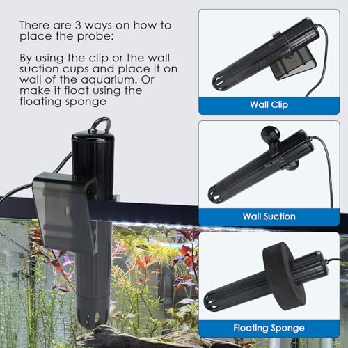 Smart Aquarium Water Quality Monitor 7-in-1 pH, Temperature, TDS, EC, Salinity, ORP & Specific Gravity Real-Time Alerts with App Control, Replaceable Probe for Freshwater, Saltwater, Reef & Ponds