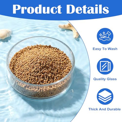 3 Sizes Glass Shrimp Feeding Dish Set, Round Food Feeder Fish Bowl Small Clear Bowls for Aquarium, Fish Tank (2.36", 2.56", 3.15")