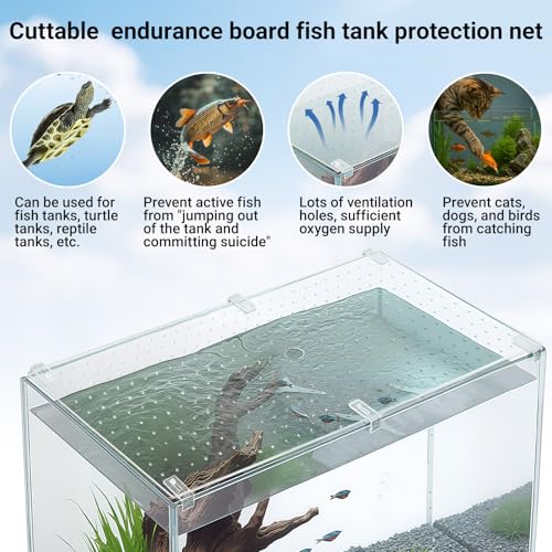 2 Pcs Aquarium Acrylic Fish Tank Lid Covers for 70/75/90/110 Gallon, 48 X18 Glass Cuttable Canopy Top Net, Anti-Jump Net with Clips (Each 22.68 x 16.93 x 0.1in) - size: 23 x 17 Inch