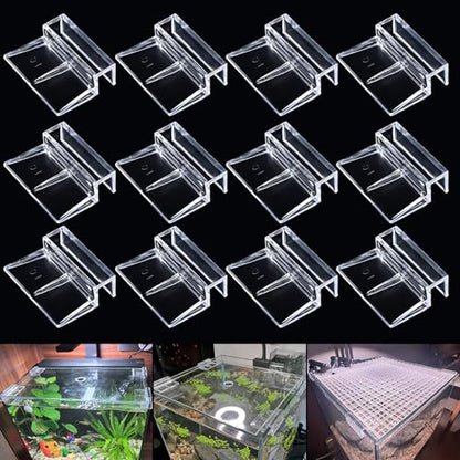 12pcs Transparent Aquarium Lid Clips,Rimless Fish Tank Glass Cover top Support,Aquarium Hood Holder, Aquarium top Clips,fit 8-10mm Thickness Glass - size: 12pcs 8-10mm clips