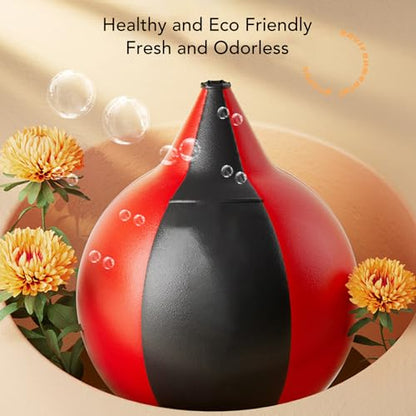 Double End Bag Boxing Ball, Robust PU Leather Improve Reflexes Fast Speed Adjustable Cord Punching Bag for Training Home Use, Red Black
