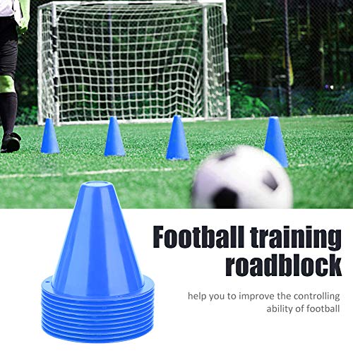 WNSC Football Marking Discs, Unbreakable PE Cone Shape 10pcs Football Cone, Improve The Controlling Ability of Football for Football Training Games for Boys(Blue)