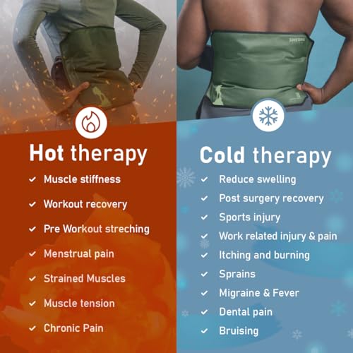 Large Gel Ice Pack Wrap with Straps, Stretchable 12" x 15" | Hot and cold gel ice pack for pain relief, tennis elbow, ankle, foot & hand, with straps hold pack securely in place, green - size: Large, style: Green