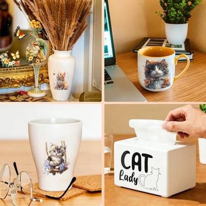 4 PCS Funny cat UV DTF Cup Wraps, Waterproof Transfer Stickers for Tumblers and Mugs, Durable Rub-on Decals for Smooth and Flat Surfaces - style: Funny cat