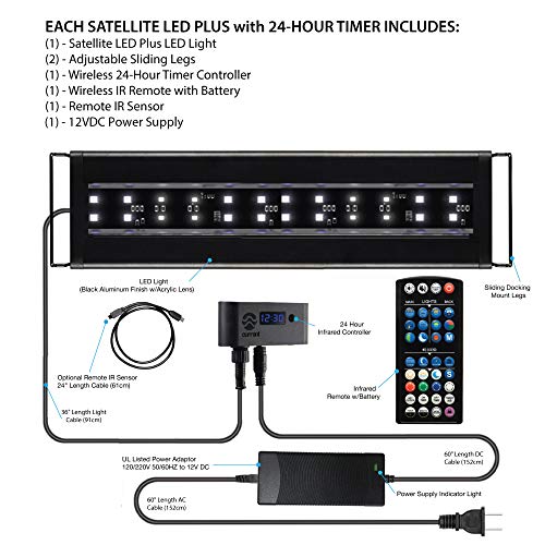 Current USA 72" Inch Satellite Freshwater LED Plus Full Spectrum RGB+W Light for Aquariums | Wireless 24 Hour Remote Control Fish Tank Lighting (4509)
