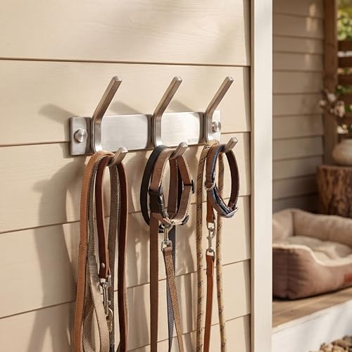 WEBI Sturdy Stainless Steel 304 Hook Rail Coat Rack with 3 Hooks, Great Home Storage & Organization for Bedroom, Bathroom, Foyer, Hallway, Brushed Finish - size: 3 Hooks
