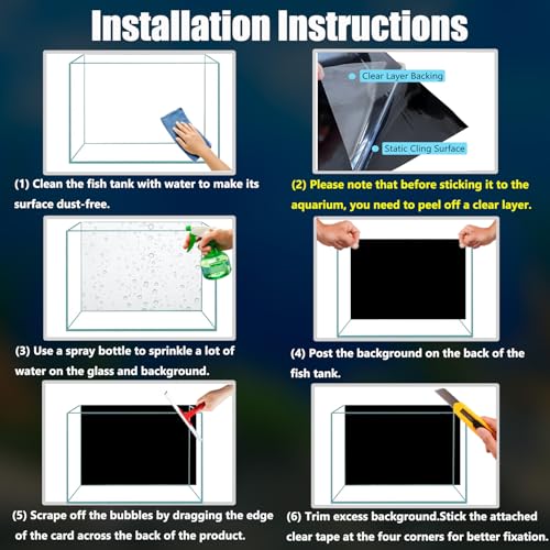Aquarium Background Static Cling Black Fish Tank Background Wallpaper Fish Tank Backdrop Vinyl Aquarium Poster Background 32 x 18 in