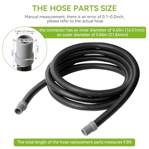 A20015 Aquarium Ribbed Hosing Compatible with Fluval 407/406/405/404/307/306/305/304 Canister Filter, 9.8Ft Aquarium Tubing, Aquarium Filter Replacement Part, Black
