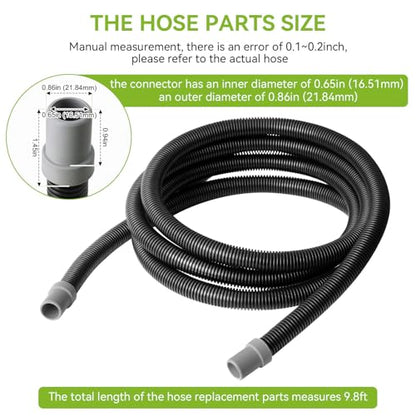 A20015 Aquarium Ribbed Hosing Compatible with Fluval 407/406/405/404/307/306/305/304 Canister Filter, 9.8Ft Aquarium Tubing, Aquarium Filter Replacement Part, Black
