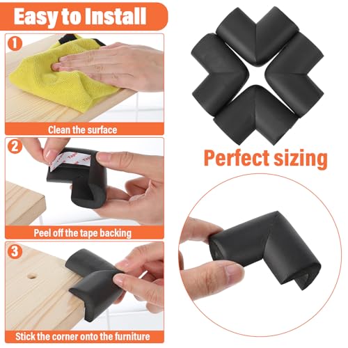 Qianyu 10 Pack Soft Sponge Table Corners Baby Proofing Edge and Corner Guards Adhesive Safety Foam Desk Furniture Corner Protectors Cover Bumpers for Kids Bed Table Cabinet Fireplace Stair