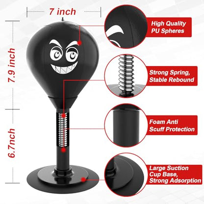 Desktop Punching Bag with Suction Cup - Punch Away Stress, Heavy Duty Office Desk Stress Ball for Adults & Kids, Fun Boxing Toy for Coworkers, Friends - color: bblack