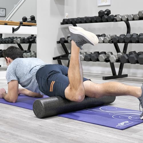 OPTP AXIS Firm Density Foam Roller – Round, Black, 36" x 6" | High density foam roller for heavy use, physical therapy, yoga, Pilates, fitness exercise & sports training, smooth surface - color: Black - 36" X 6" Round