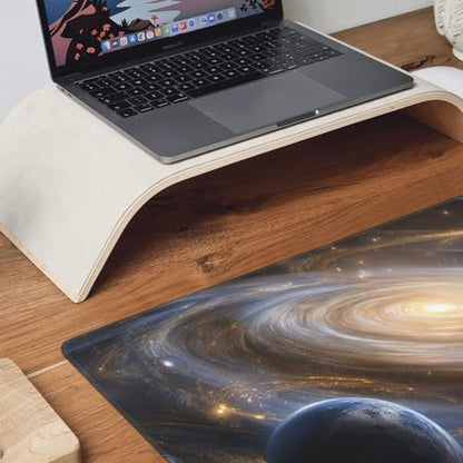 XXL Gaming Mouse Pad 35.4 x 15.7 Inch, Large Extended Desk Mousepad with Galaxy Space Design, Water-Resistant Surface & Stitched Edges, Non-Slip Rubber Base Desk Mat for Gaming, Office & Home - color: Galaxy Space