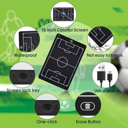 Soccer Coach Board,LCD Tactic Coaching Board,Digital Football Coaching Board,Writing Tablet Blackboard LCD Tactical Board with Stylus Pen for Strategy Planning and Training