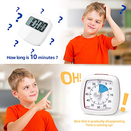 Secura 60-Minute Visual Timer, Silent Study Timer for Kids and Adults - color: Blue & White