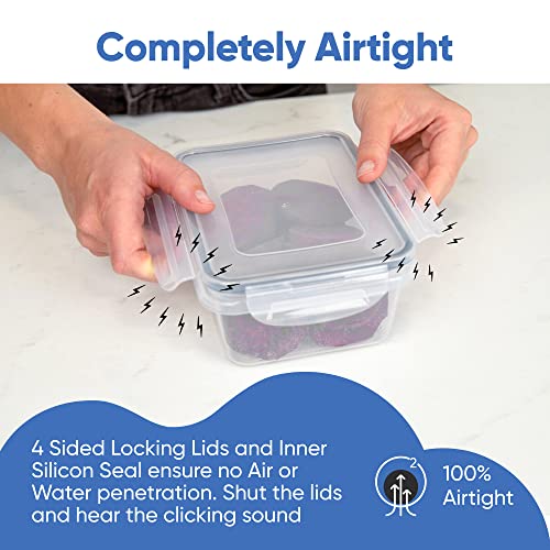 Chef's Path 32 Piece Airtight Food Storage Containers with Easy Snap Lids, 16 Containers and Lids, Stackable Kitchen and Pantry Canisters for Meal Prep and Food Storage - Transparent