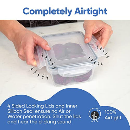 Chef's Path 32 Piece Airtight Food Storage Containers with Easy Snap Lids, 16 Containers and Lids, Stackable Kitchen and Pantry Canisters for Meal Prep and Food Storage - Transparent