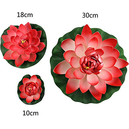 Artificial Floating Foam Lotus Flower Pond Decor Water Lily (6 Colours-2, Small-10cm)