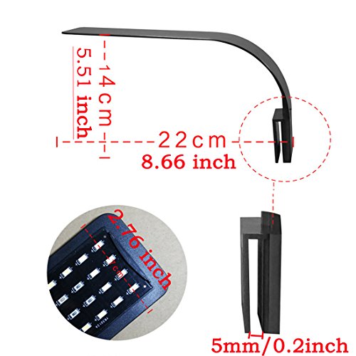 24 LED Aquarium Planted Light 10W Full Spectrum Plant Grow Clip Lamp Fish Tank Lighting White and Blue LED (Black)