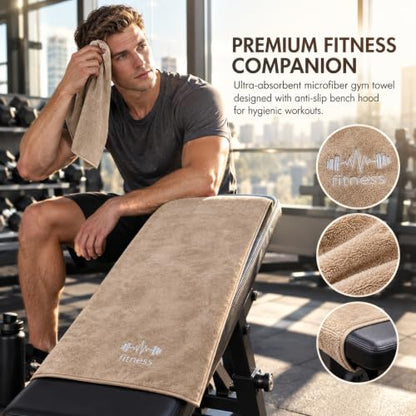 Microfiber Gym Bench Towel with Fitted Corner Hood, Camel - color: Camel