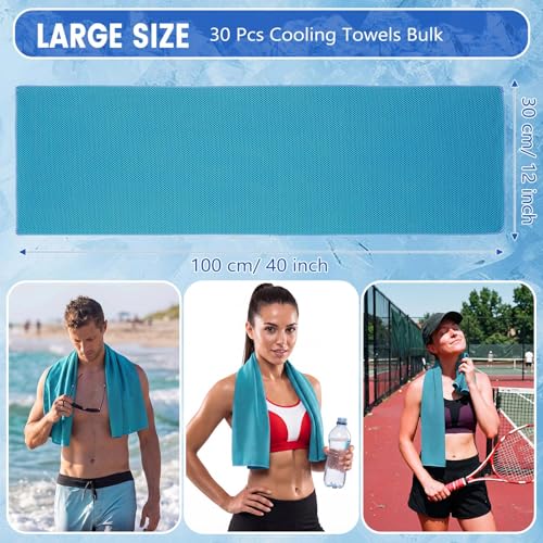 Hosuly 30 Pack Cooling Towels Bulk Microfiber Breathable, Aqua - color: Aqua