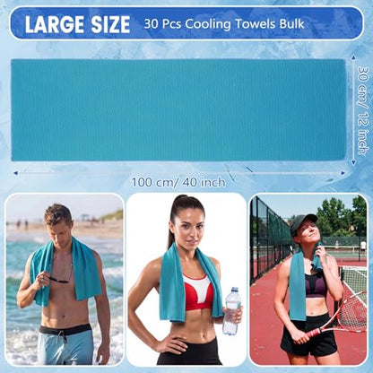 Hosuly 30 Pack Cooling Towels Bulk Microfiber Breathable, Aqua - color: Aqua