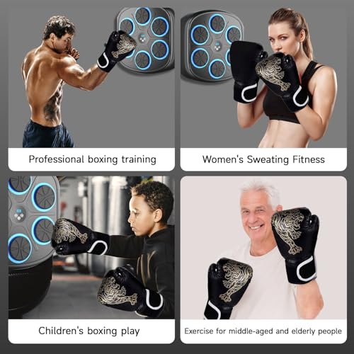 MEGELIN Music Boxing Machine with Boxing Gloves,Wall Mounted, Bluetooth Boxing Training Punching Equipment(Black)