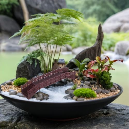 Miniature Chinese Style Bridge Model for Fairy Garden Decor Elegant Plastic Arch Bridge Figurine for Dollhouse and Aquarium Unique Micro Landscape Bridge Ornament